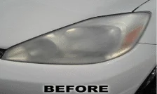 Image of before headlight restoration.